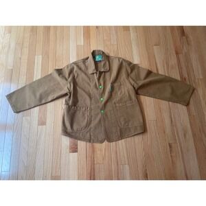 Meals Latte Forager Coat Neon Green Buttons XS USA Made NWOT